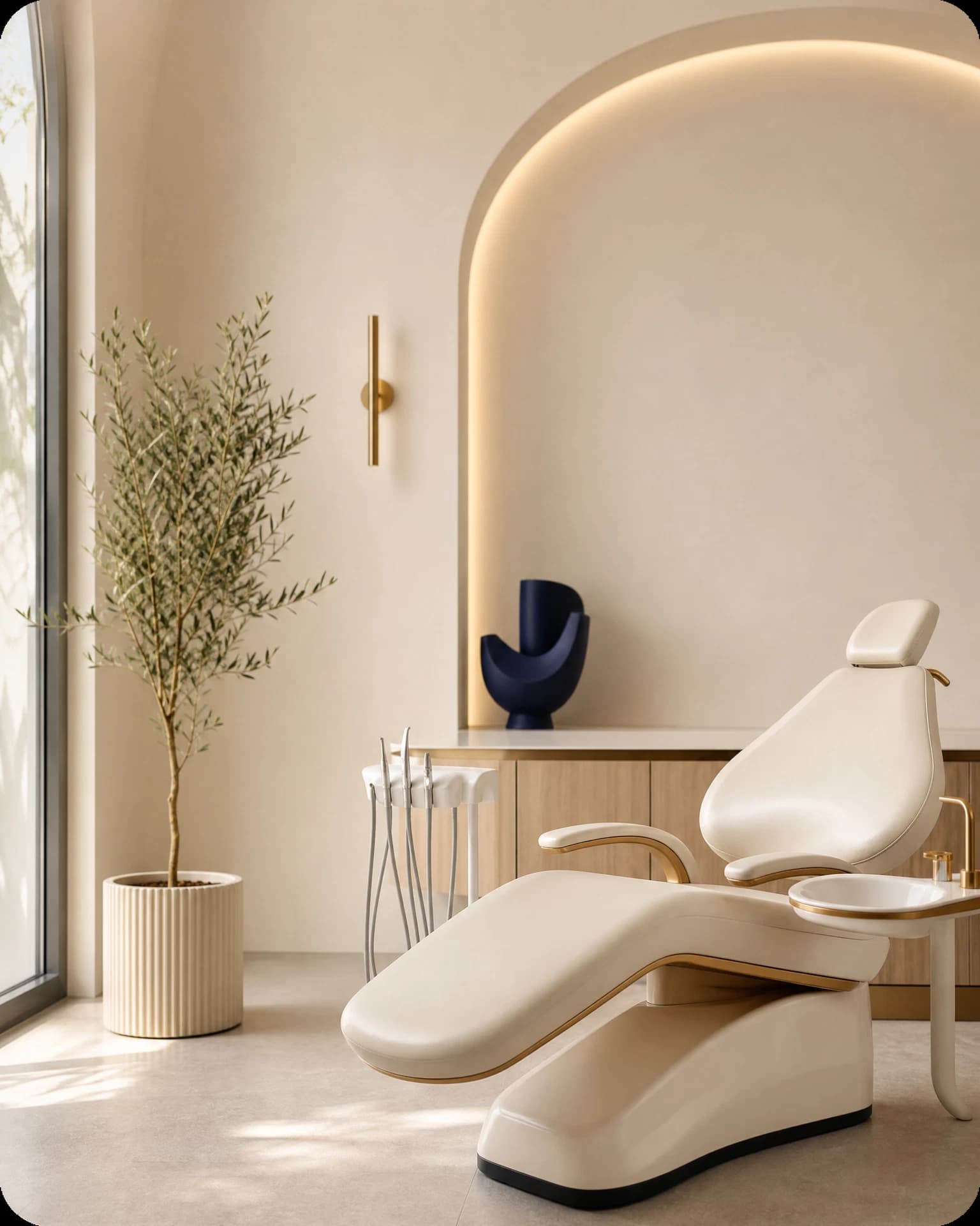 Espacio clínico dental elegante y luminoso